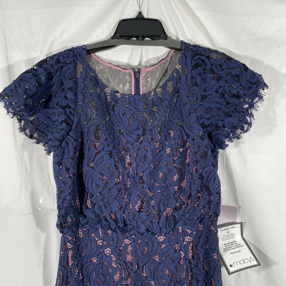 NWT JS Collections [ 8 ] Embroidered Lace Blouson Dress in‎ Navy Rose - Picture 8 of 12